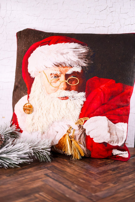 Embroidered Santa Claus Throw Pillow