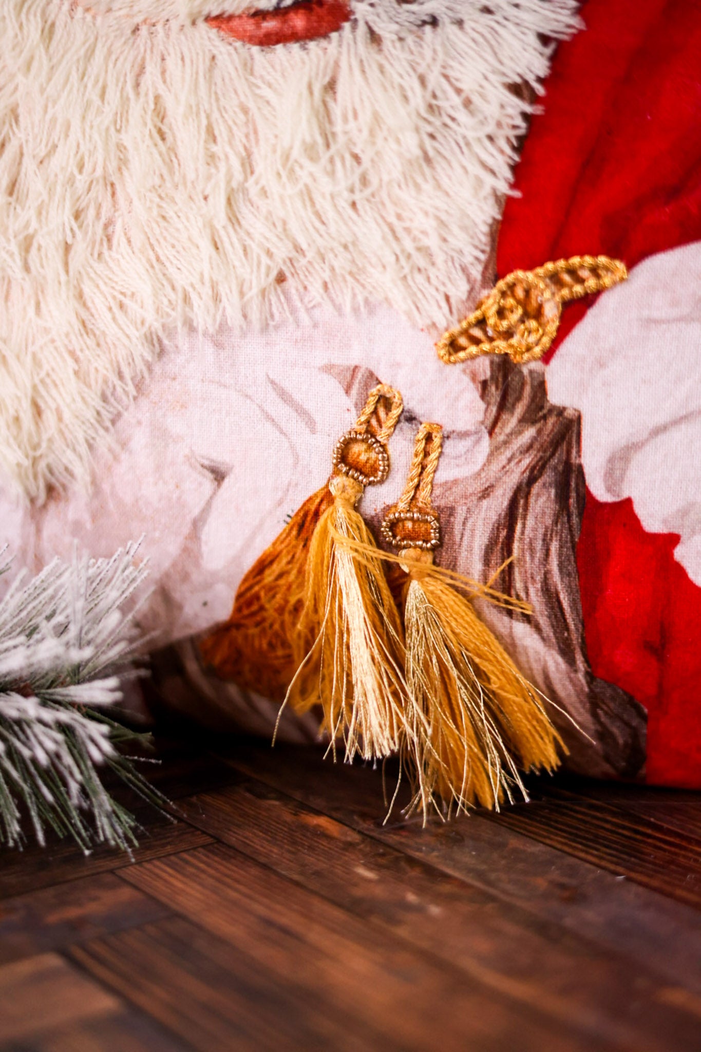 Embroidered Santa Claus Throw Pillow
