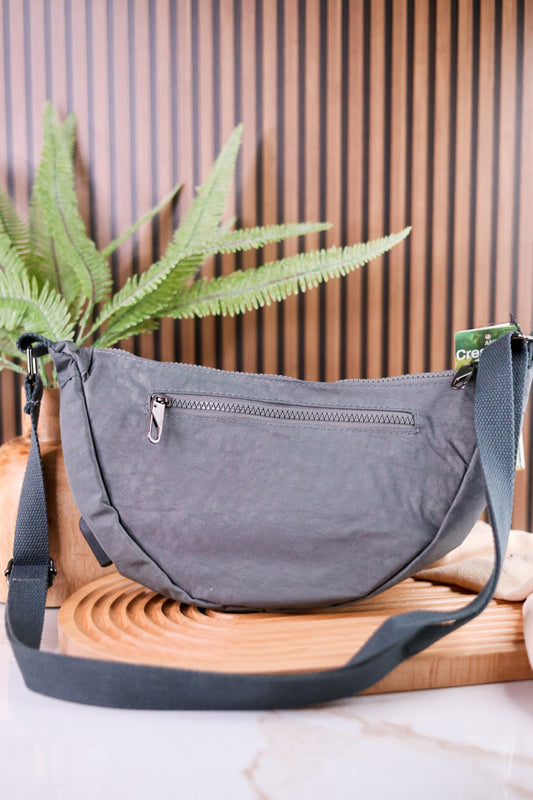 Gray Anti Theft Crescent Sling Bag