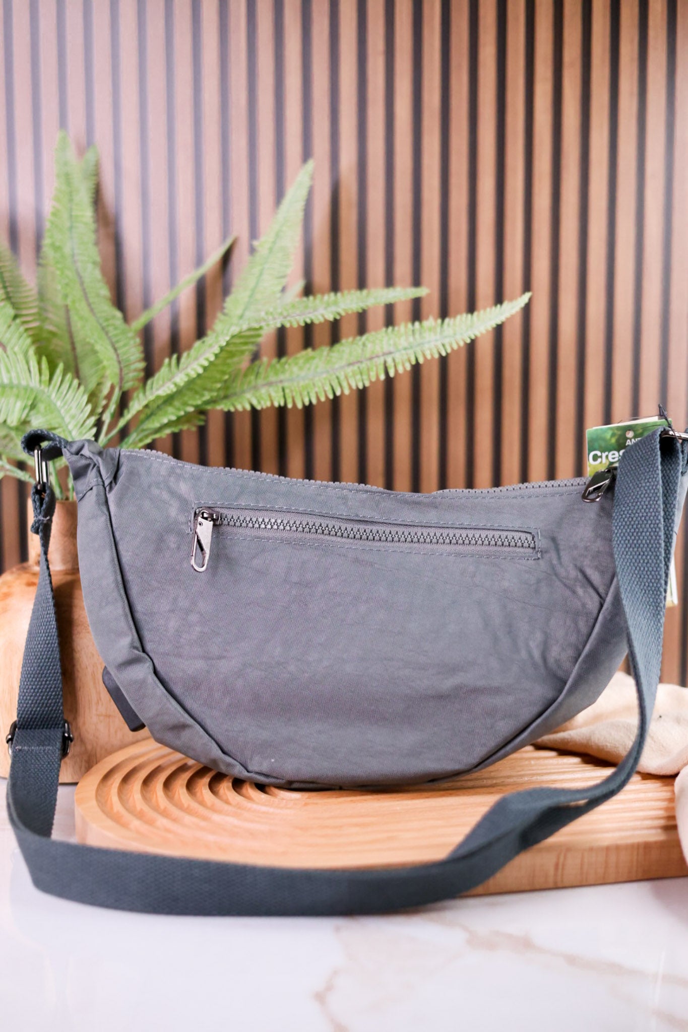 Gray Anti Theft Crescent Sling Bag