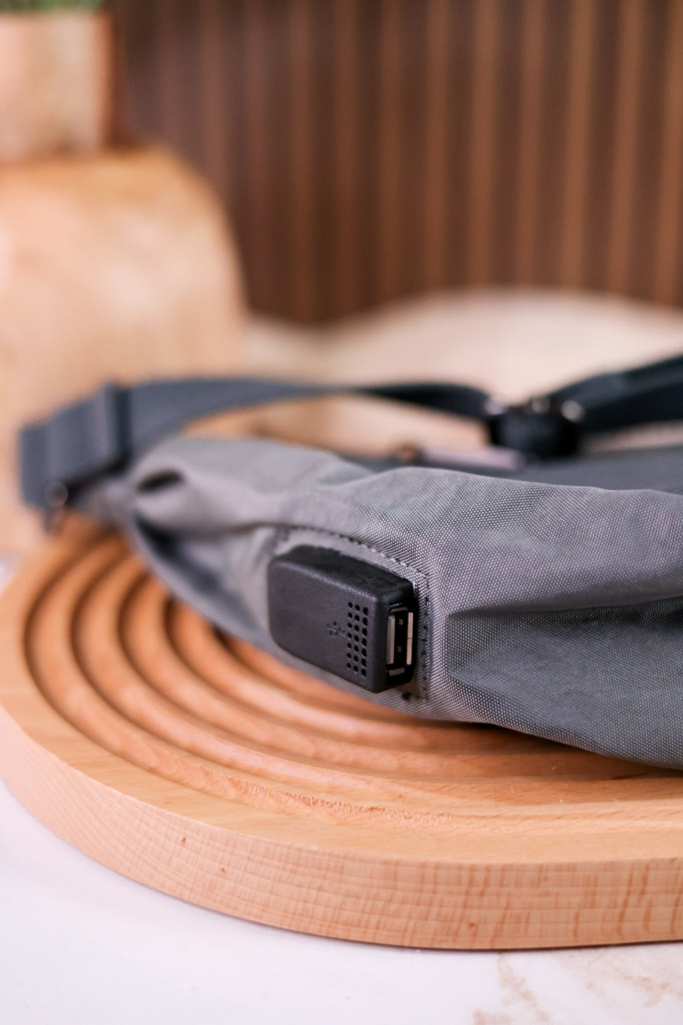 Gray Anti Theft Crescent Sling Bag
