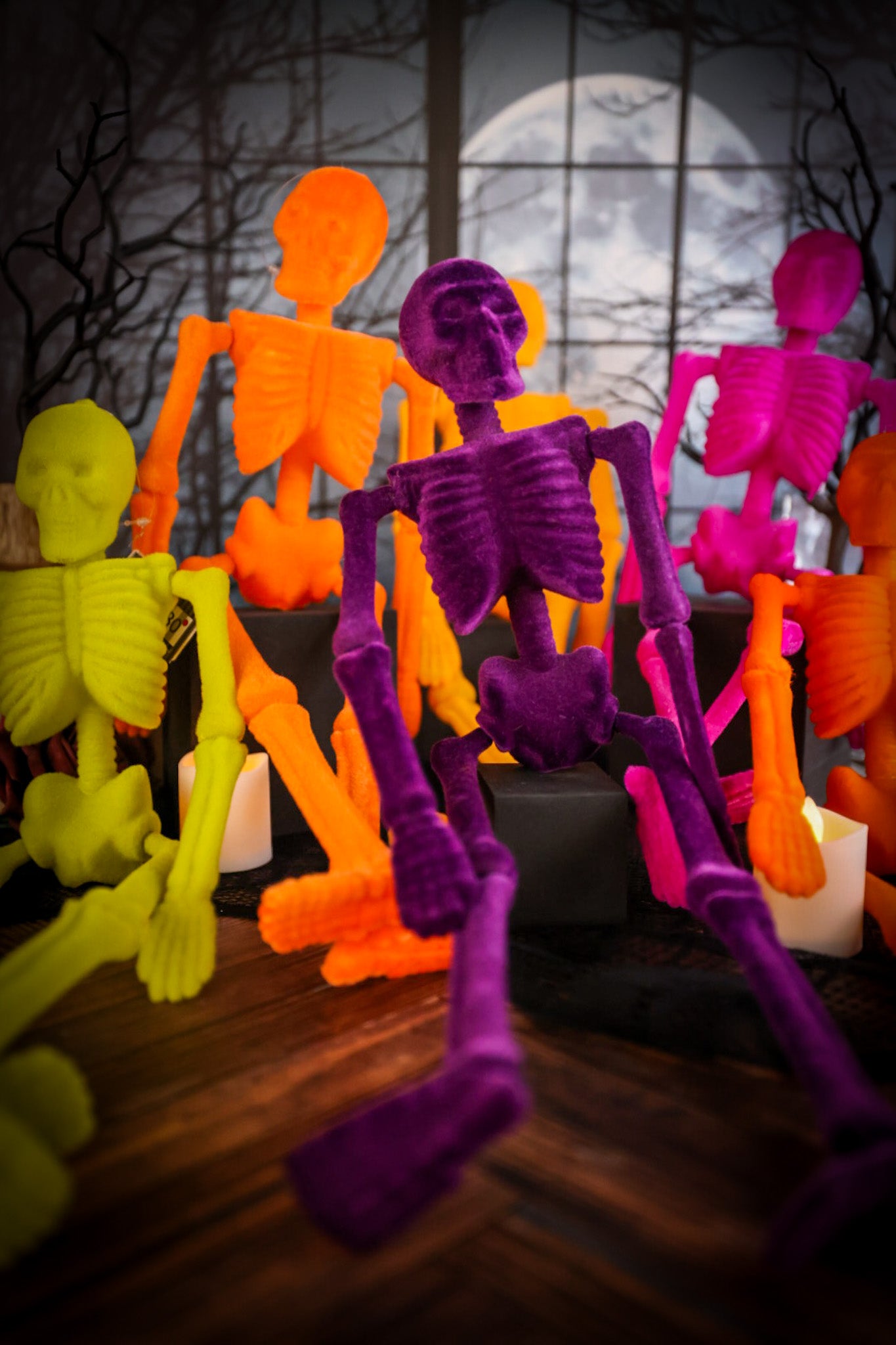 Flocked Skeleton Decor (Six Colors)