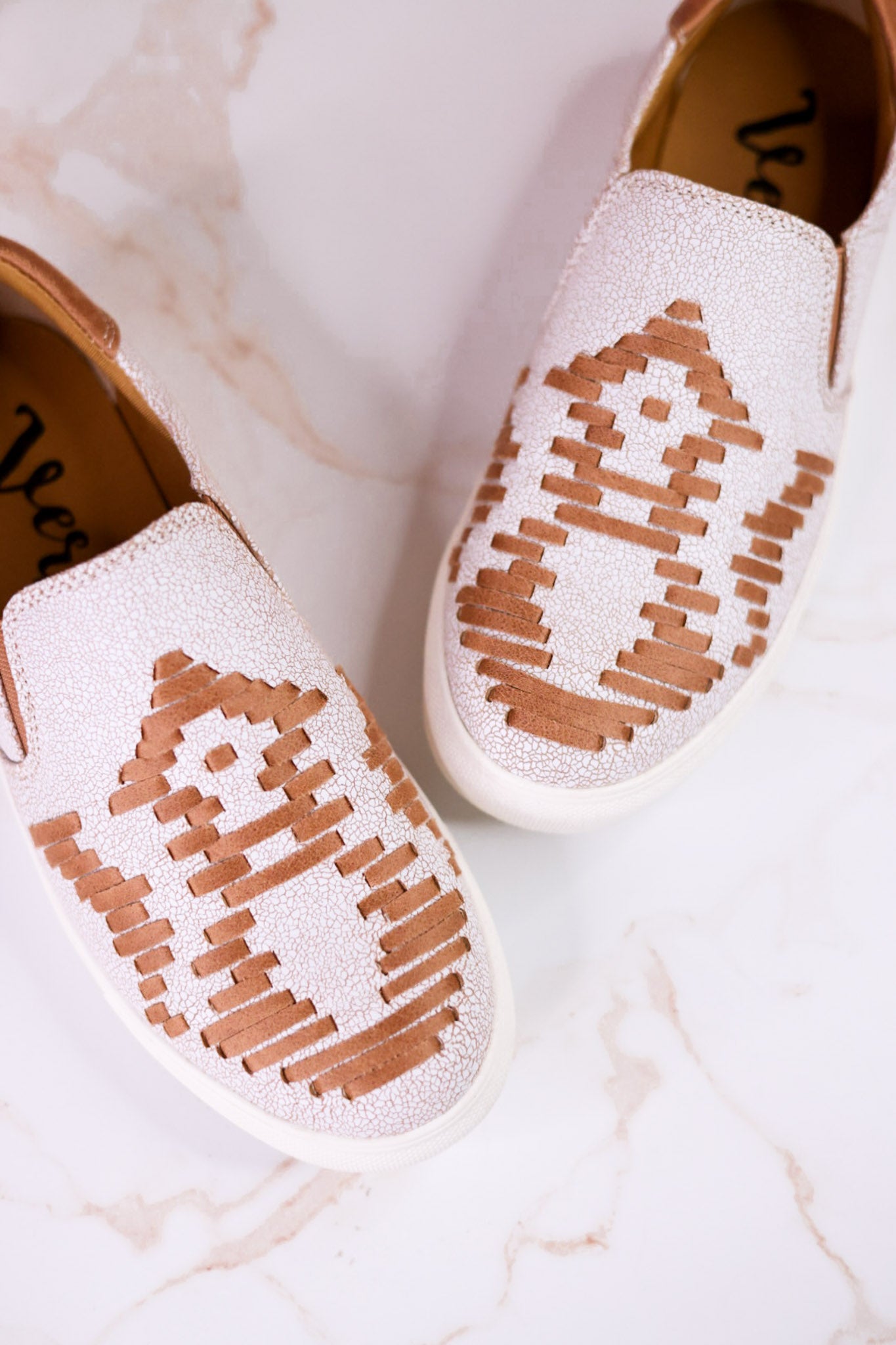 Marian Tan Crackle Slip On Sneakers