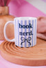 Blue & White Striped Book Nerd Ceramic Mug