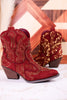 Brick Red Parade Rhinestone Ankle Boots