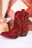 Brick Red Parade Rhinestone Ankle Boots
