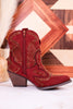 Brick Red Parade Rhinestone Ankle Boots