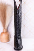 The "Nancy" Tall Black Wide Calf Leather Cowgirl Boots