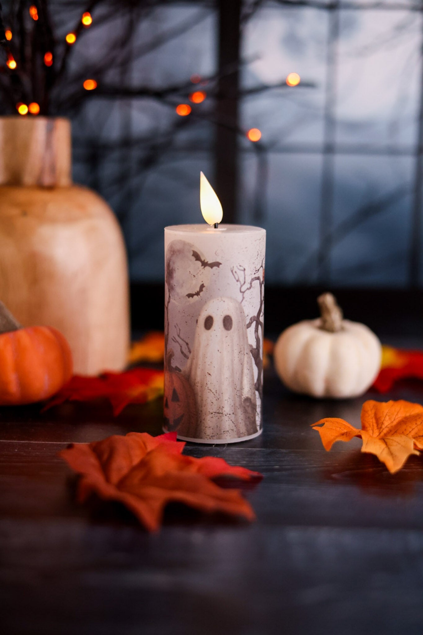 4" Ghost & Jack O' Lantern LED Votive - Whiskey Skies - WT COLLECTION