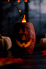 4" Jack O Lantern LED Candle With Flickering Flame - Whiskey Skies - WT COLLECTION