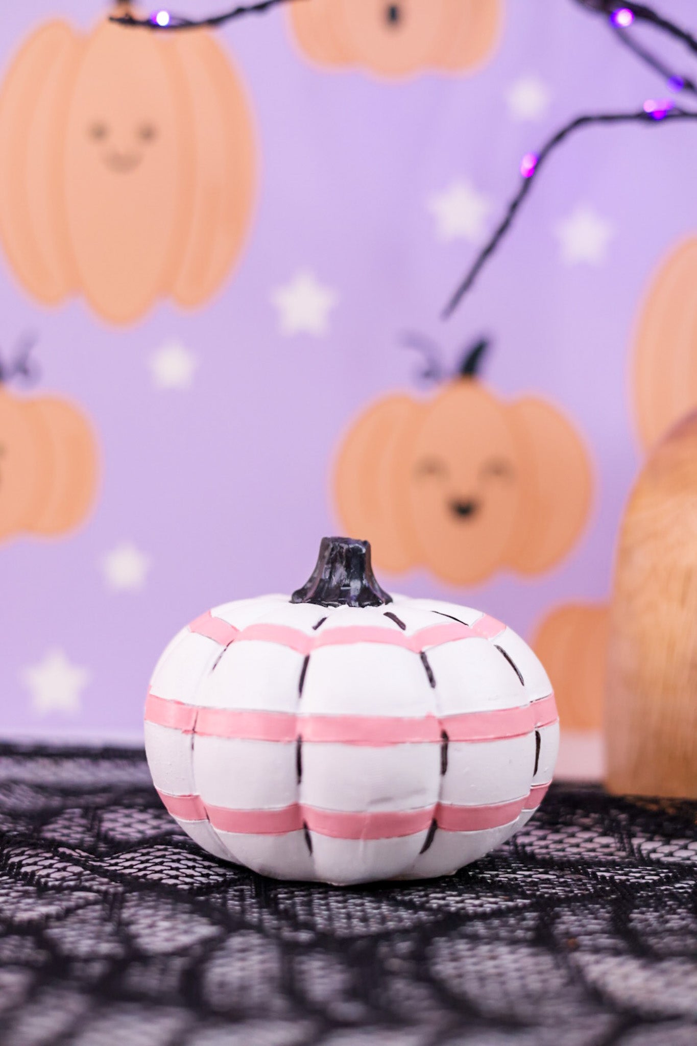 4" Resin Pink White and Black Pumpkins (3 Styles) - Whiskey Skies - TRANSPAC