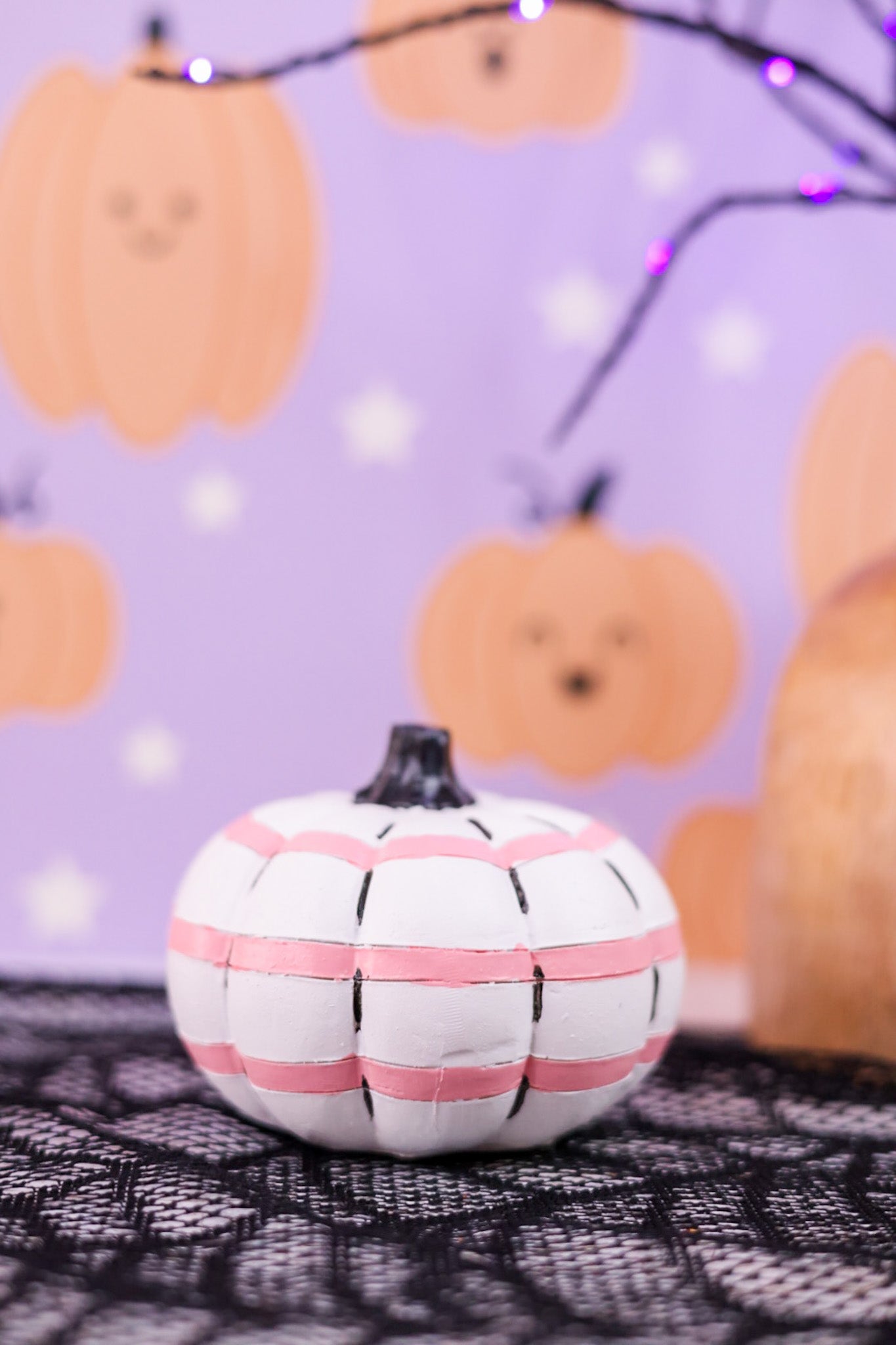 4" Resin Pink White and Black Pumpkins (3 Styles) - Whiskey Skies - TRANSPAC