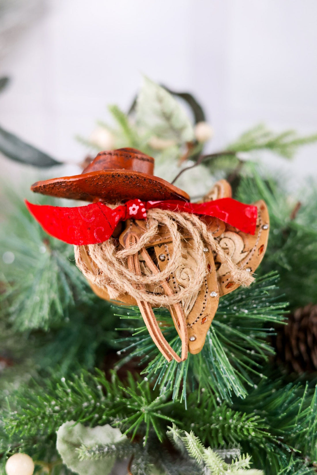 4.5" Saddle Christmas Ornament - Whiskey Skies - RAZ IMPORTS