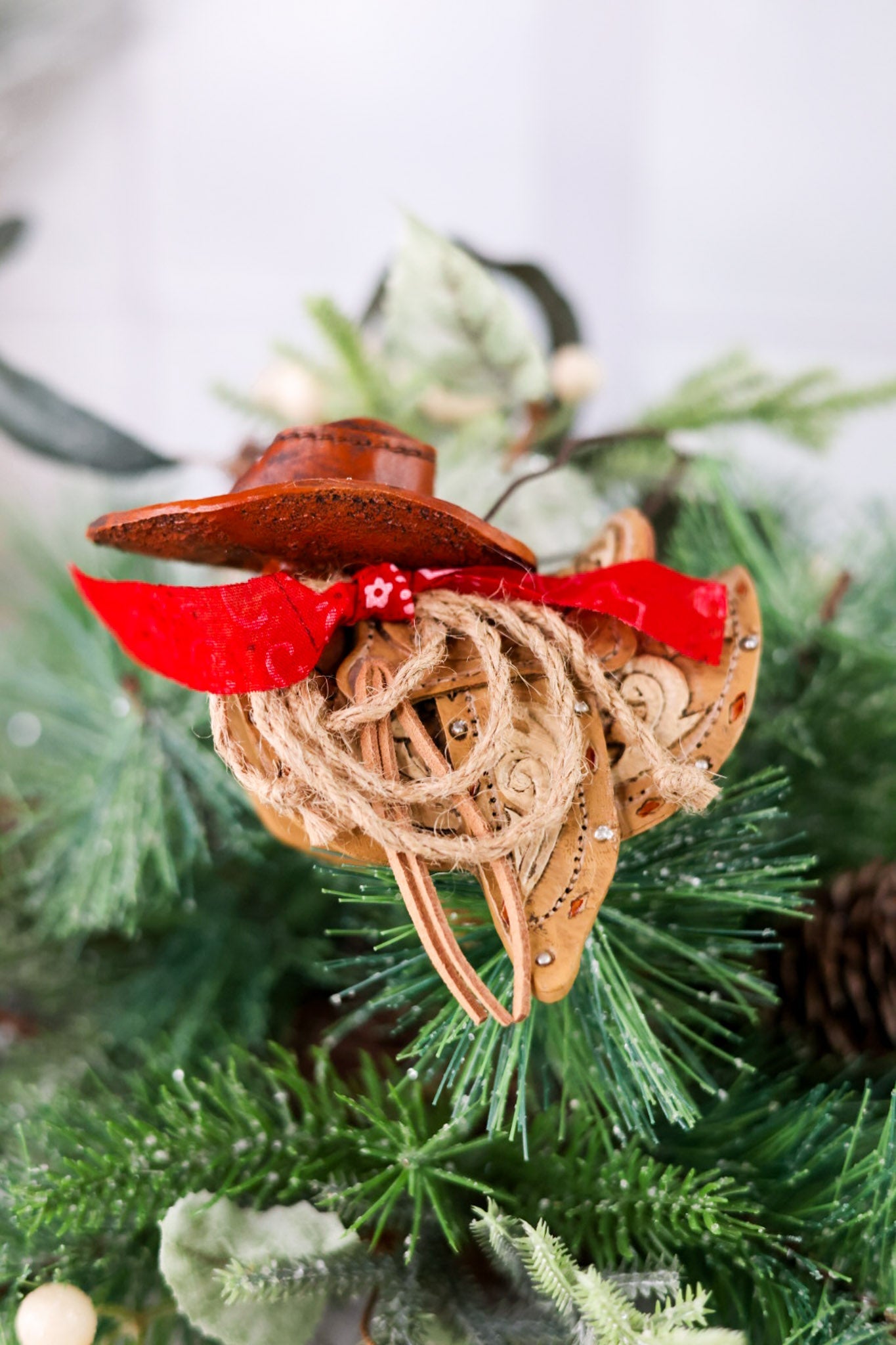 4.5" Saddle Christmas Ornament - Whiskey Skies - RAZ IMPORTS