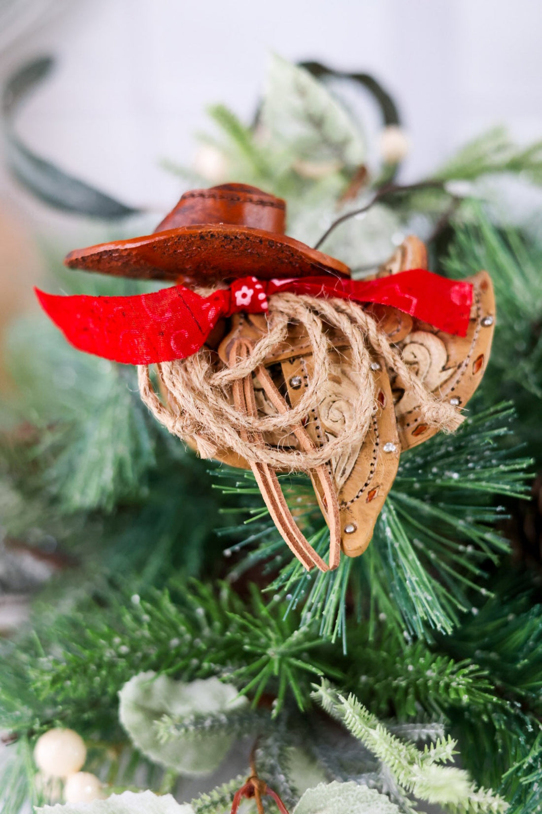 4.5" Saddle Christmas Ornament - Whiskey Skies - RAZ IMPORTS