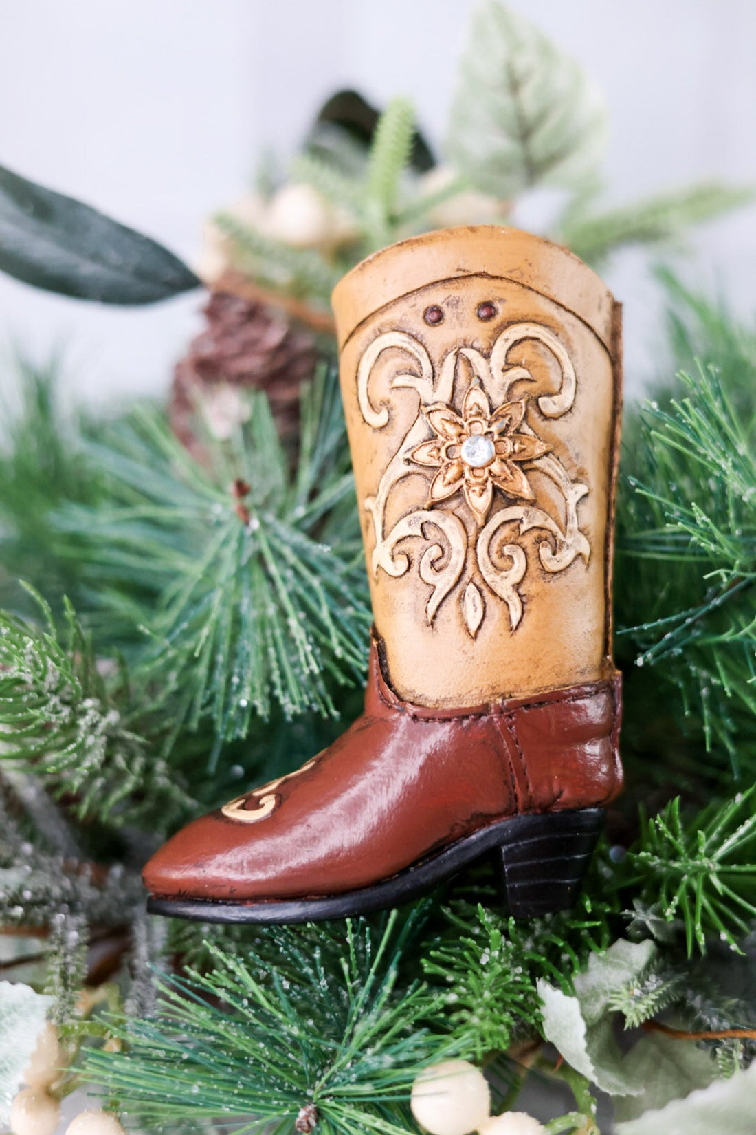 4.75" Cowboy Boot Ornament - Whiskey Skies - RAZ IMPORTS