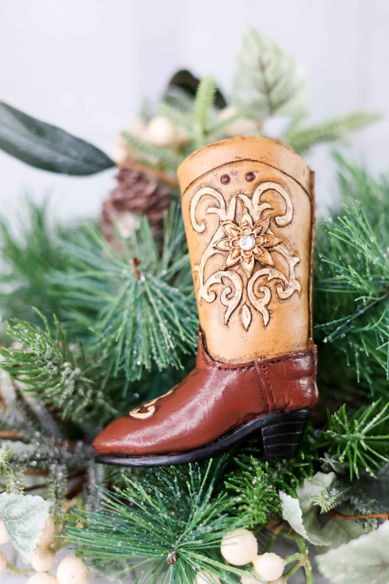 4.75" Cowboy Boot Ornament - Whiskey Skies - RAZ IMPORTS