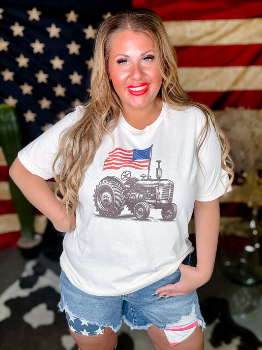 4th of July Tractor Graphic Tee - Whiskey Skies - PAR.TEES BY PARTY ON!