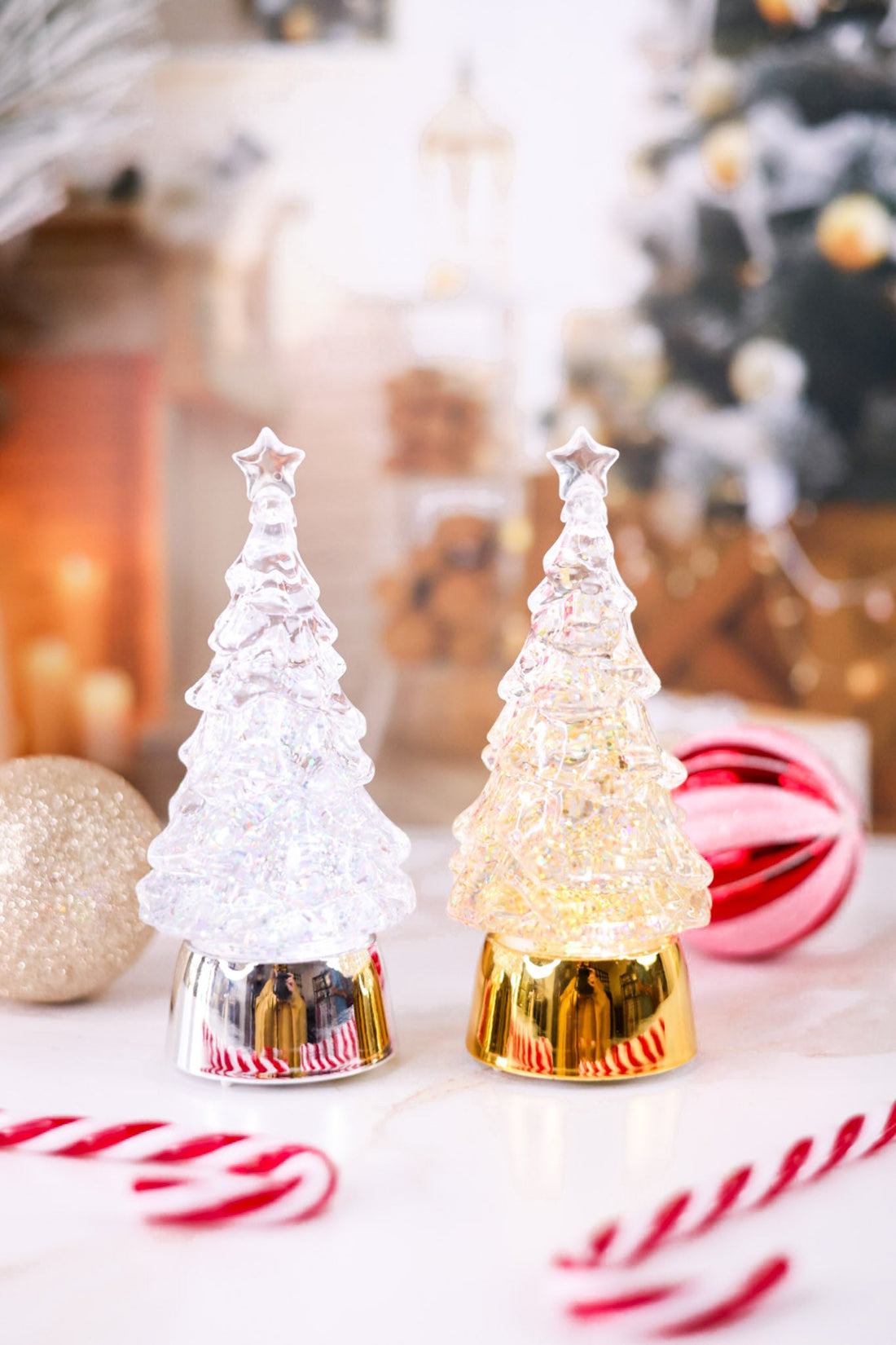 5" Light Up Swirling Glitter Christmas Tree (2 Colors) - Whiskey Skies - RAZ IMPORTS