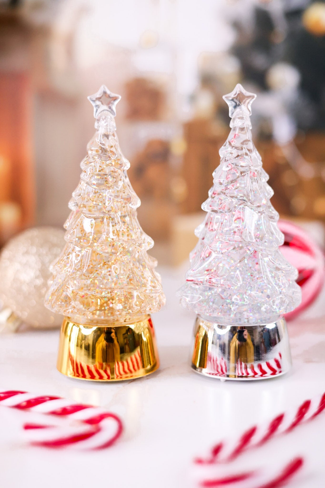 5" Light Up Swirling Glitter Christmas Tree (2 Colors) - Whiskey Skies - RAZ IMPORTS