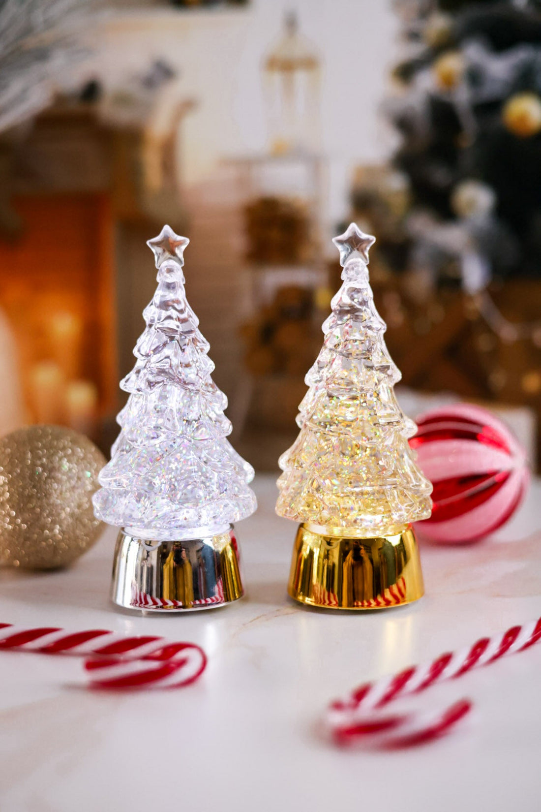 5" Light Up Swirling Glitter Christmas Tree (2 Colors) - Whiskey Skies - RAZ IMPORTS