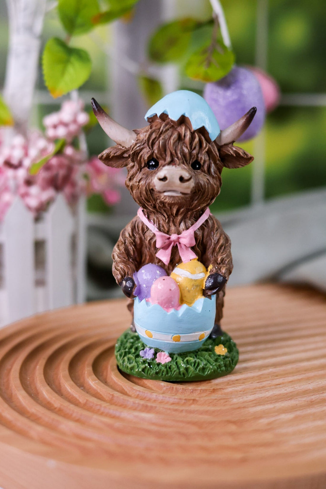 5.5" Resin Easter Highland Cow Figurines (3 Styles) - Whiskey Skies - GERSON COMPANIES