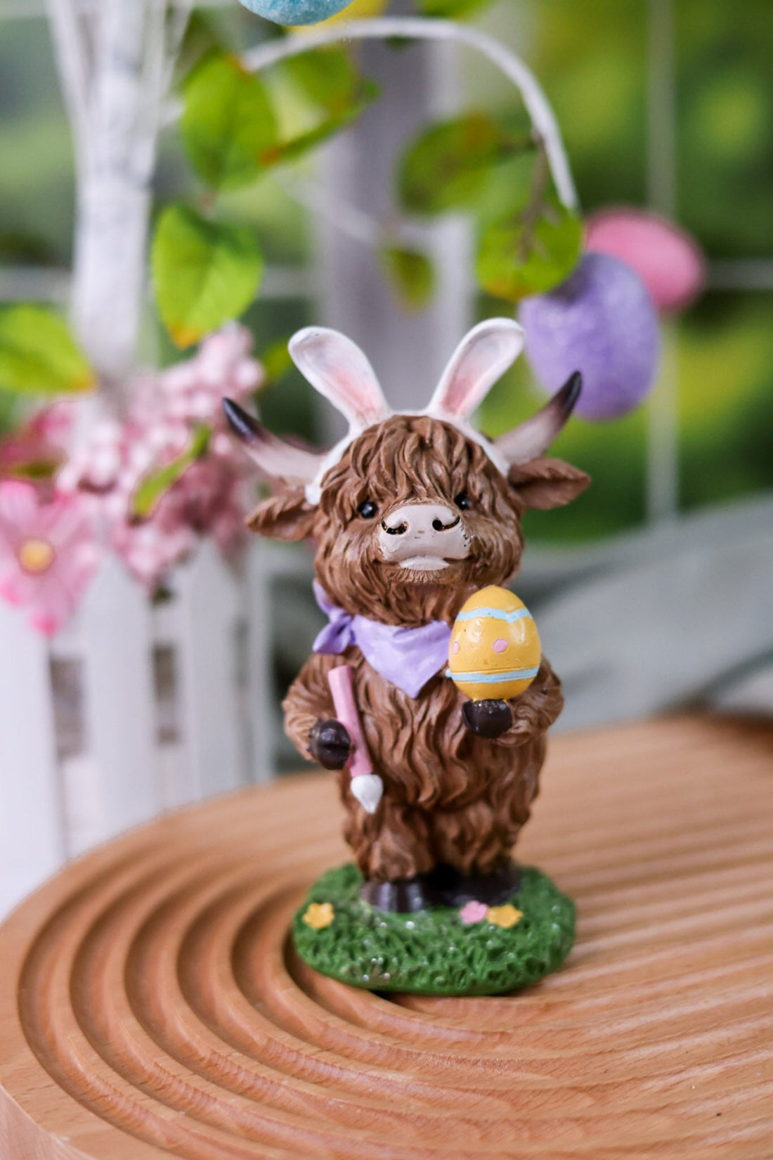 5.5" Resin Easter Highland Cow Figurines (3 Styles) - Whiskey Skies - GERSON COMPANIES