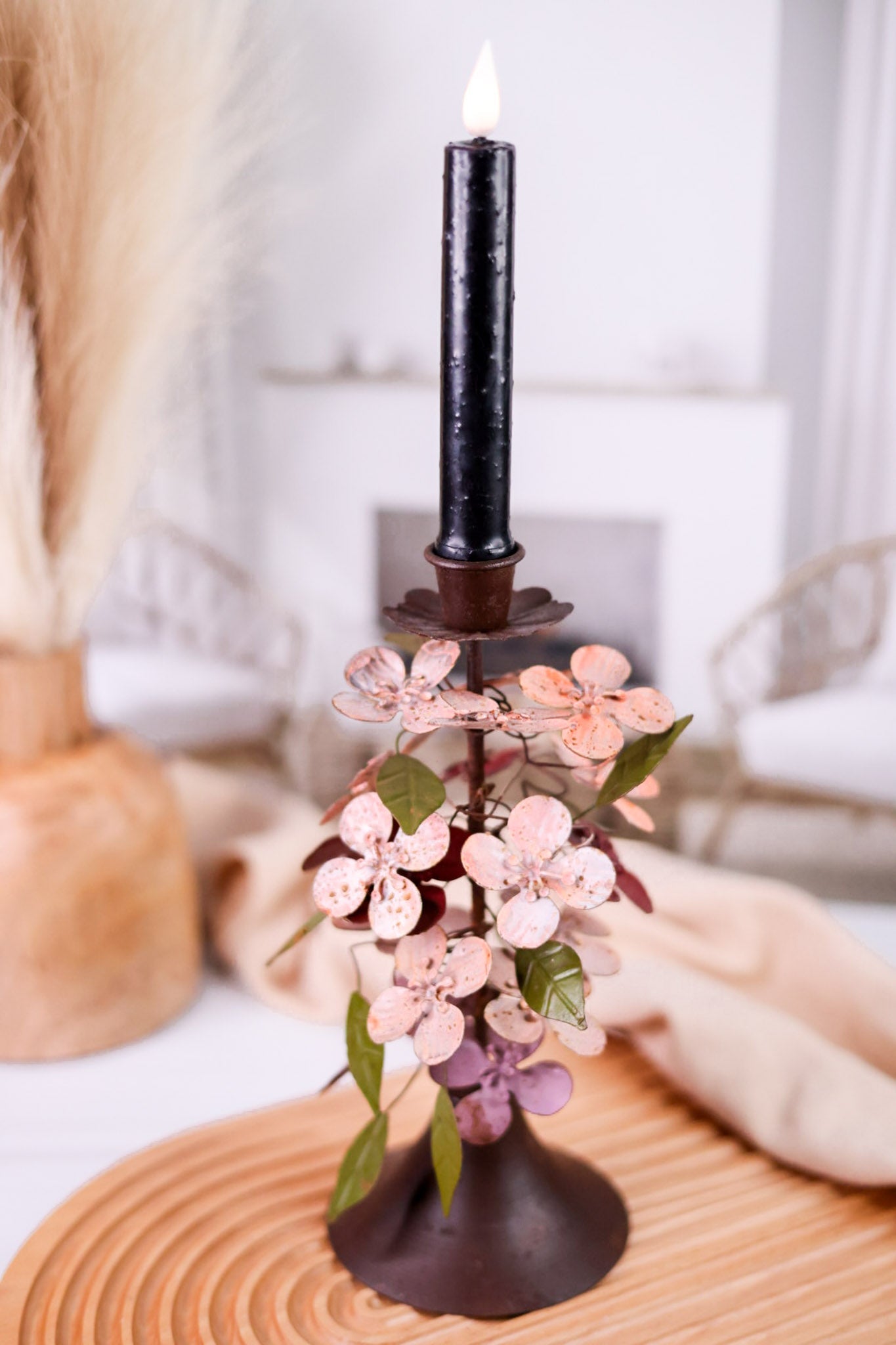 6" Black LED Taper Candle - Whiskey Skies - WT COLLECTION