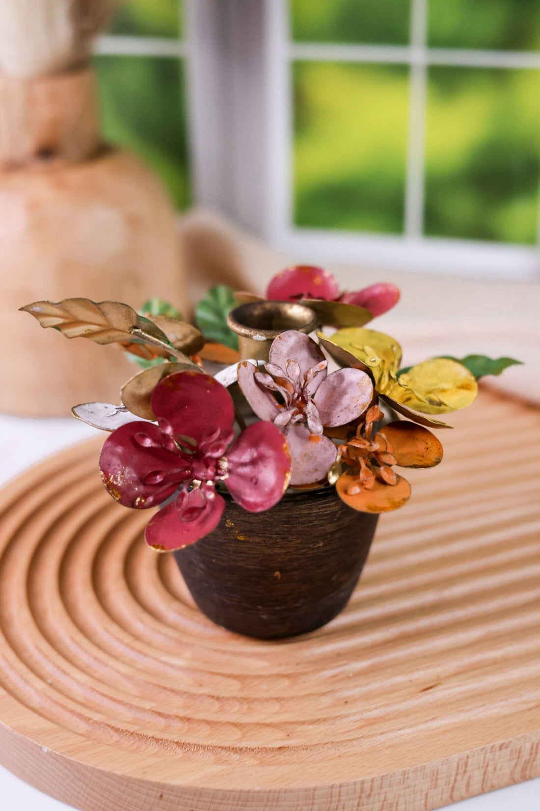 6" Colorful Iron Flower Pot Candle Holder (2 Styles) - Whiskey Skies - RAZ IMPORTS