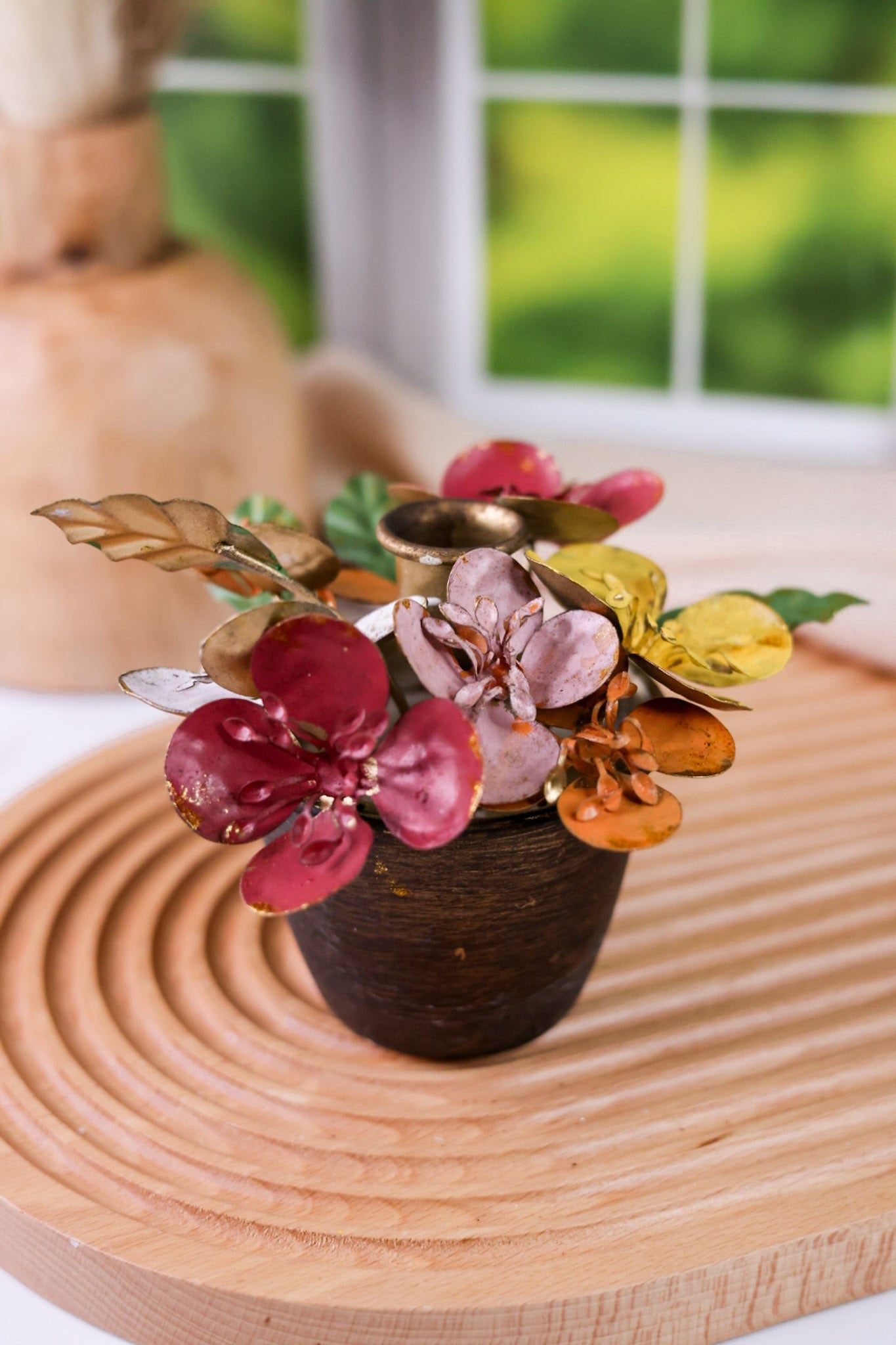 6" Colorful Iron Flower Pot Candle Holder (2 Styles) - Whiskey Skies - RAZ IMPORTS