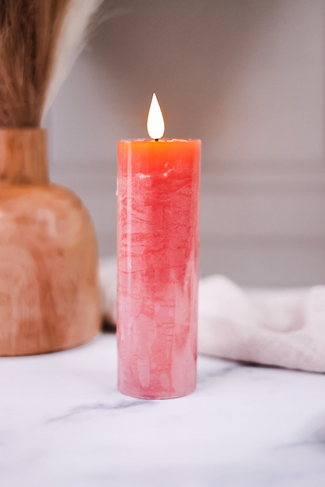 6" Pink LED Votive Candle - Whiskey Skies - WT COLLECTION