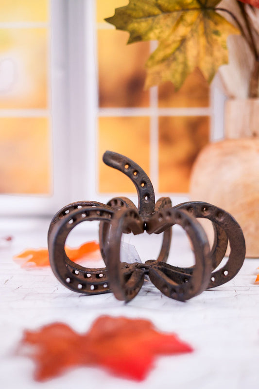 6.5" Metal Horseshoe Pumpkin - Whiskey Skies - GERSON COMPANIES