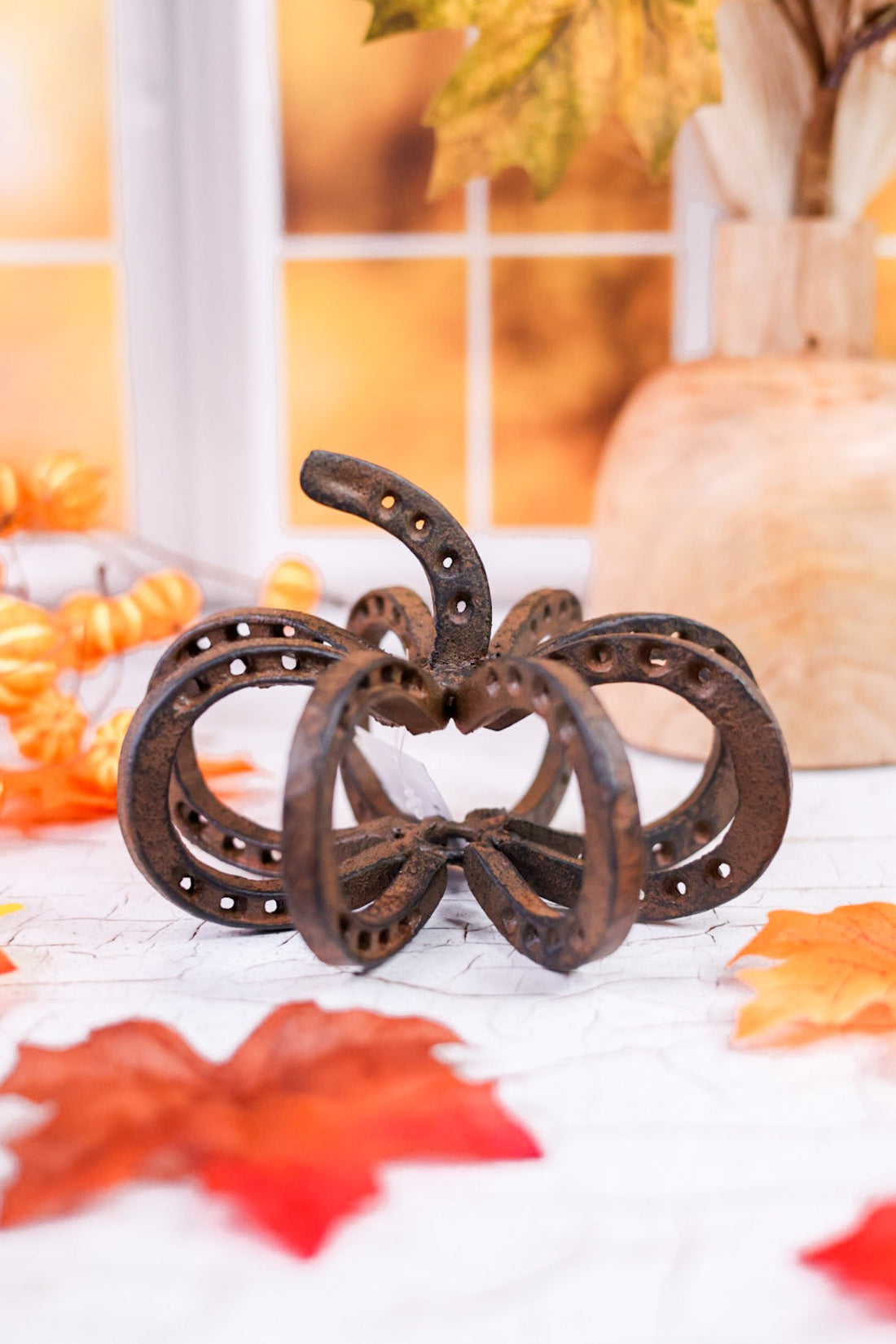 6.5" Metal Horseshoe Pumpkin - Whiskey Skies - GERSON COMPANIES