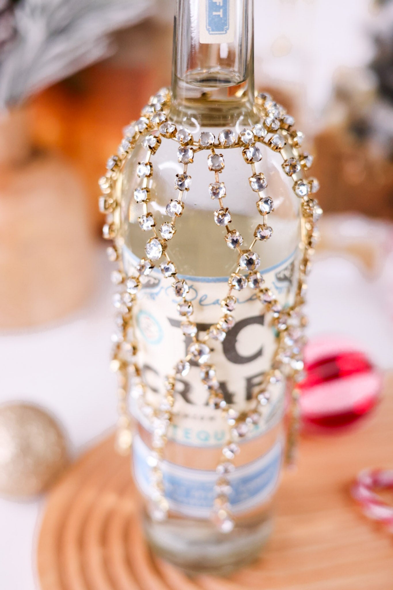 7" Jeweled Wine Bottle Veil - Whiskey Skies - RAZ IMPORTS