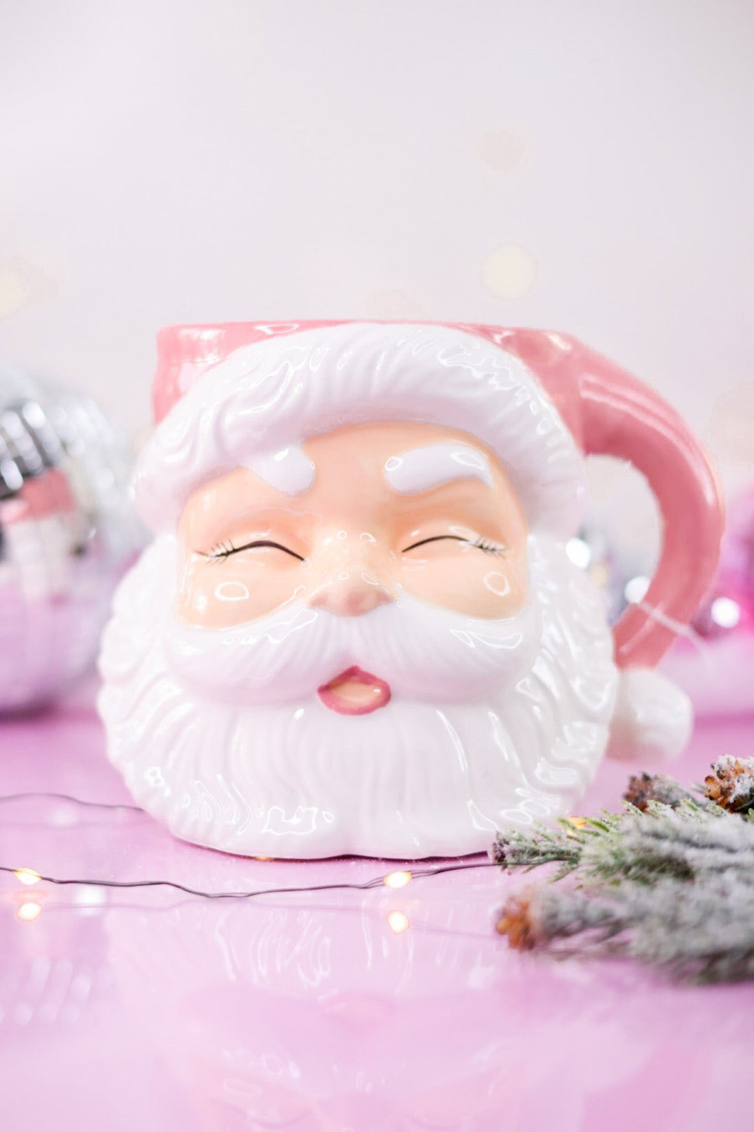 7.5" Pink Santa Claus Ceramic Container - Whiskey Skies - RAZ IMPORTS