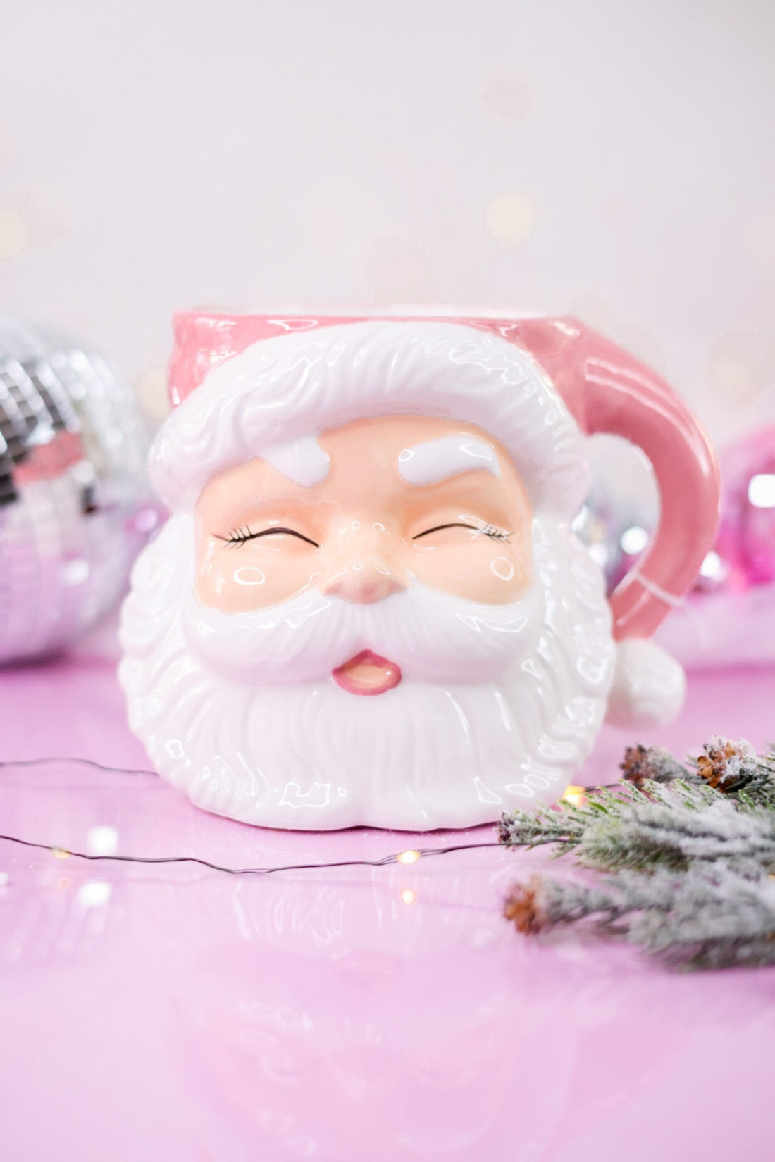 7.5" Pink Santa Claus Ceramic Container - Whiskey Skies - RAZ IMPORTS