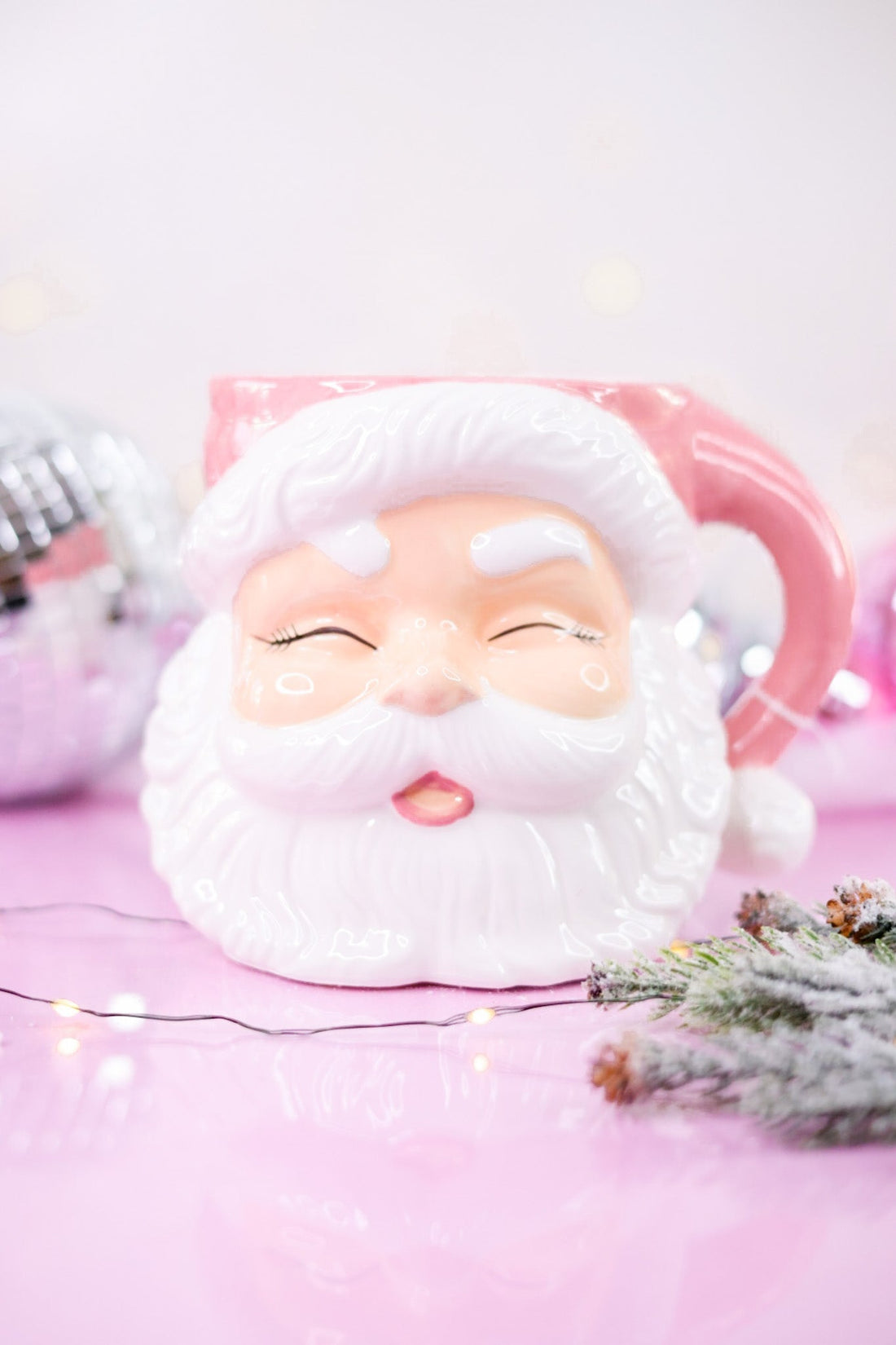 7.5" Pink Santa Claus Ceramic Container - Whiskey Skies - RAZ IMPORTS