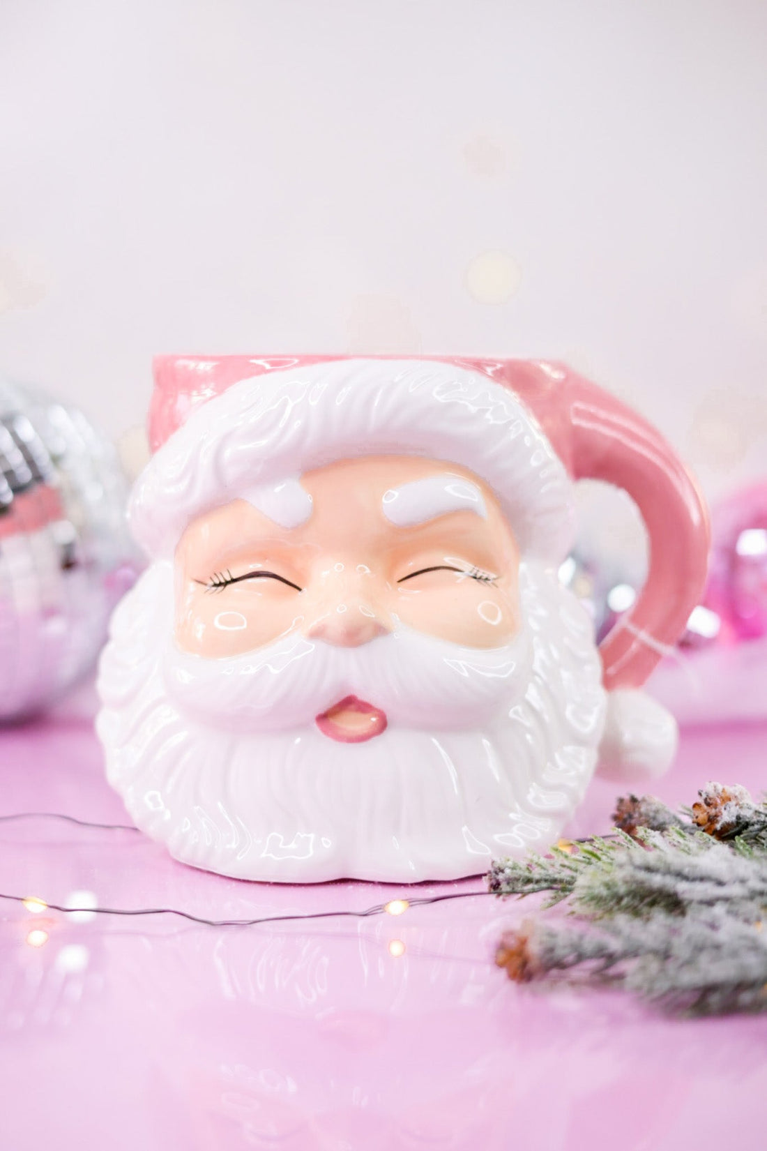 7.5" Pink Santa Claus Ceramic Container - Whiskey Skies - RAZ IMPORTS