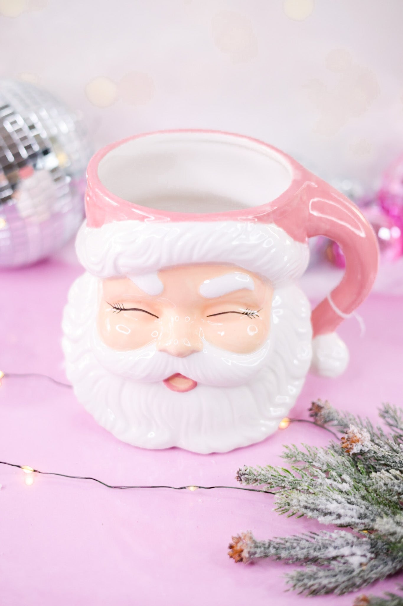 7.5" Pink Santa Claus Ceramic Container - Whiskey Skies - RAZ IMPORTS