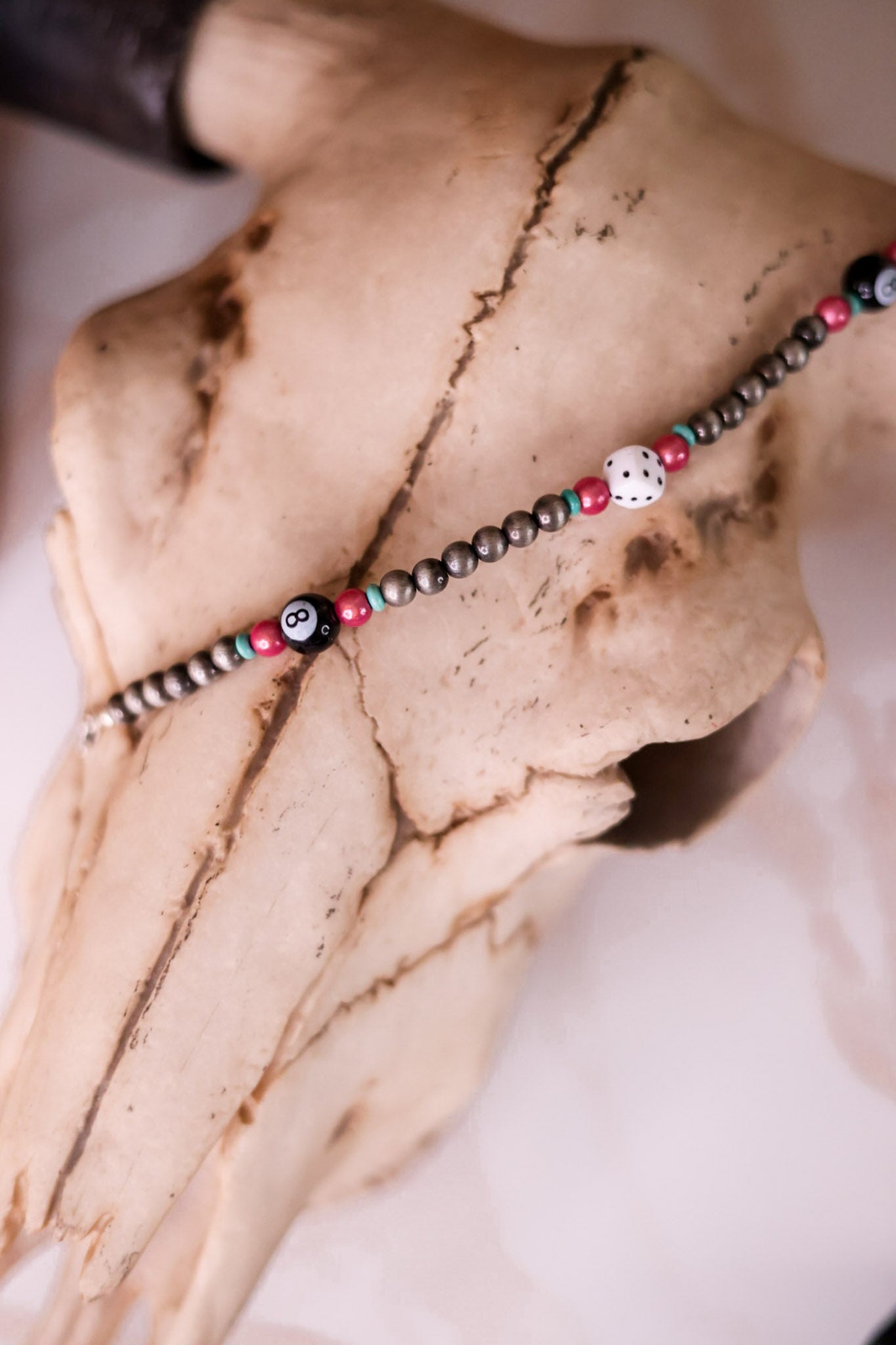 8 Ball Western Style Cowgirl Pearl & Small Dice Trucker Hat Chain - Whiskey Skies - BOHO RANCH SHOP