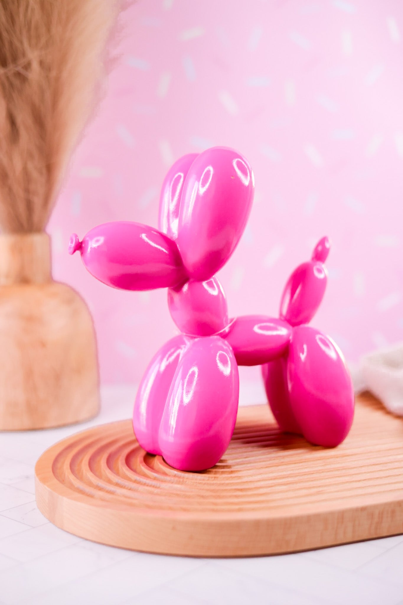 8" Pink Resin Balloon Dog - Whiskey Skies - RAZ IMPORTS