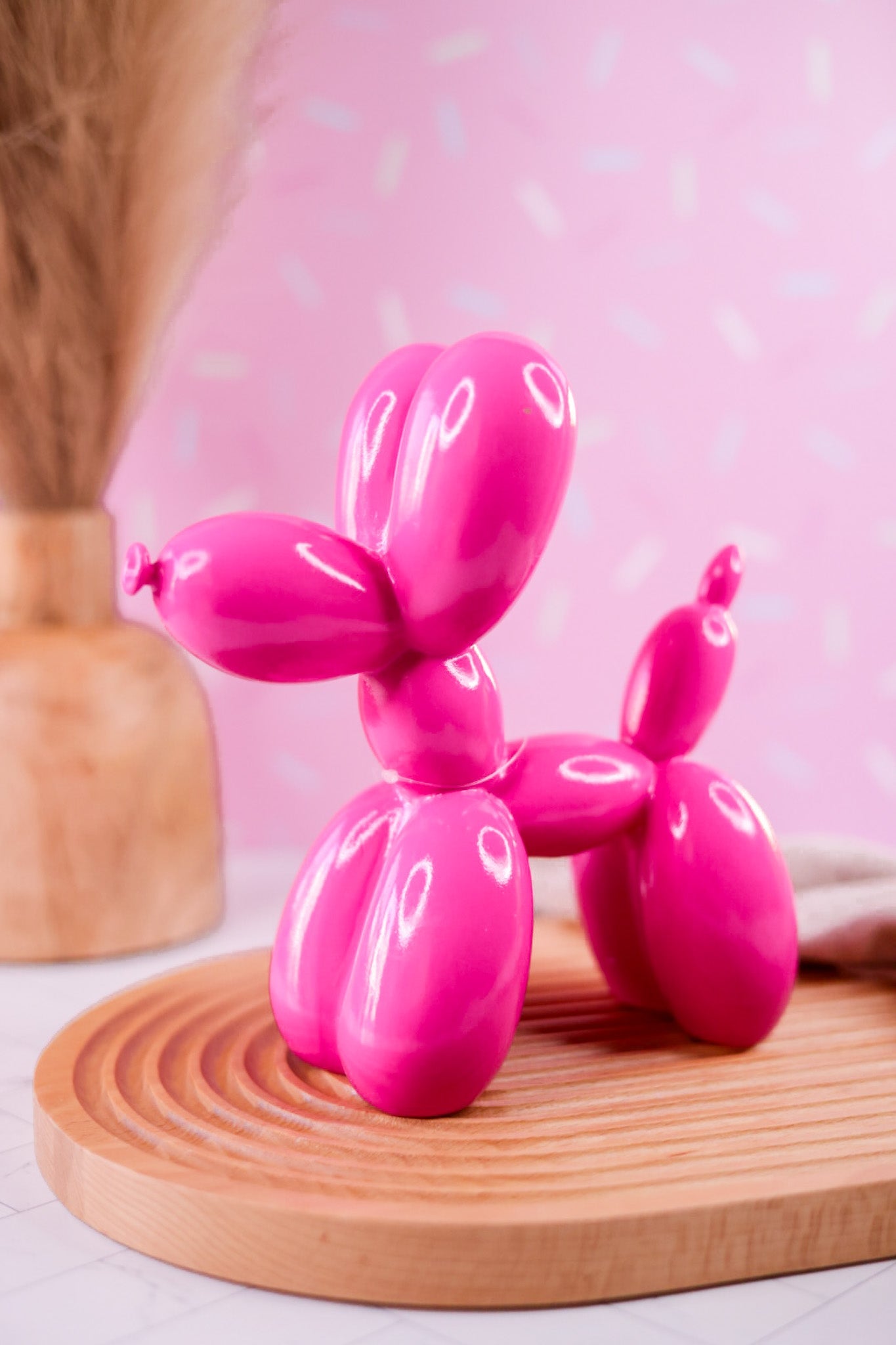 8" Pink Resin Balloon Dog - Whiskey Skies - RAZ IMPORTS