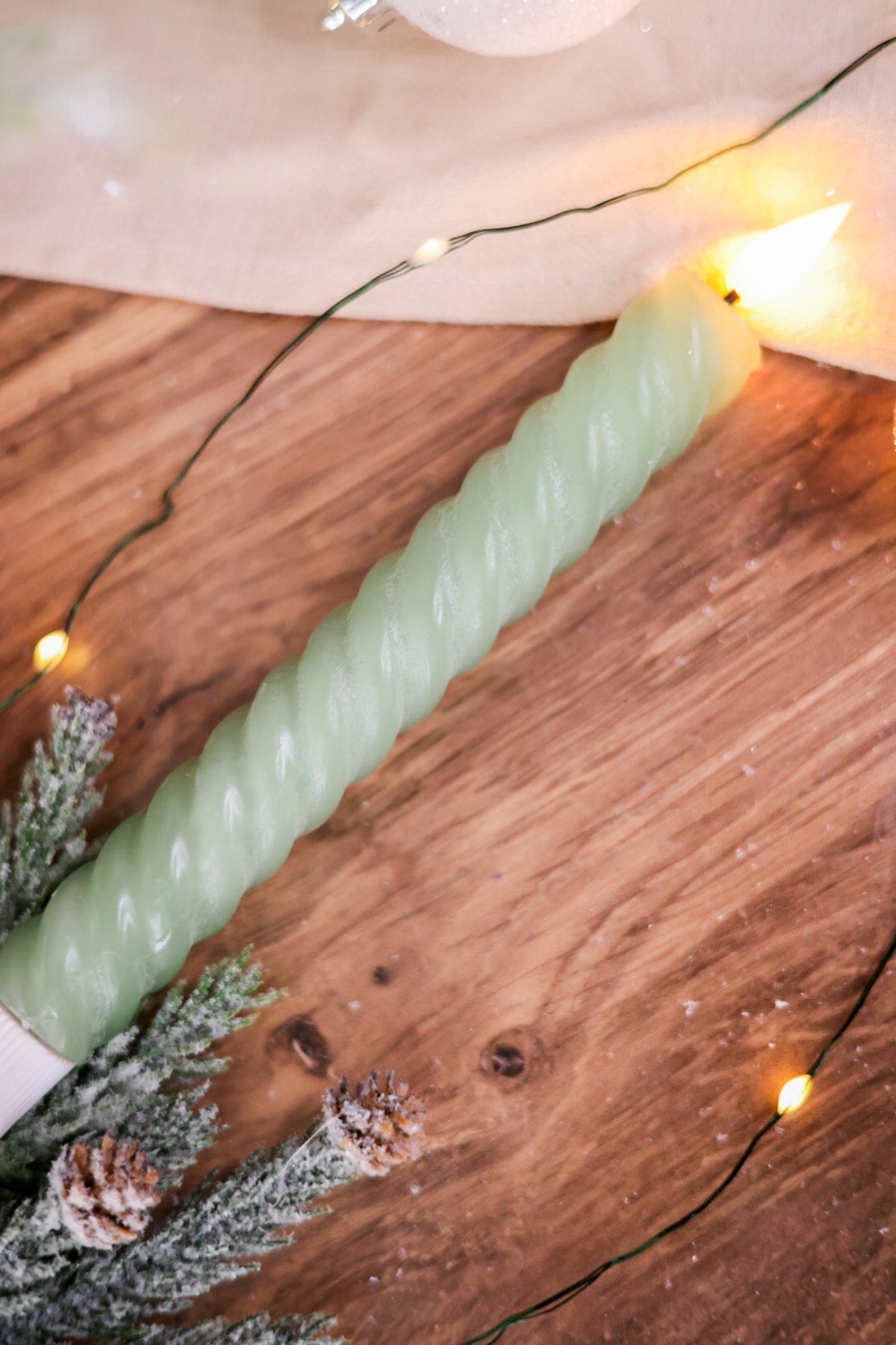 8" Sage Spiral LED Taper Candle - Whiskey Skies - WT COLLECTION