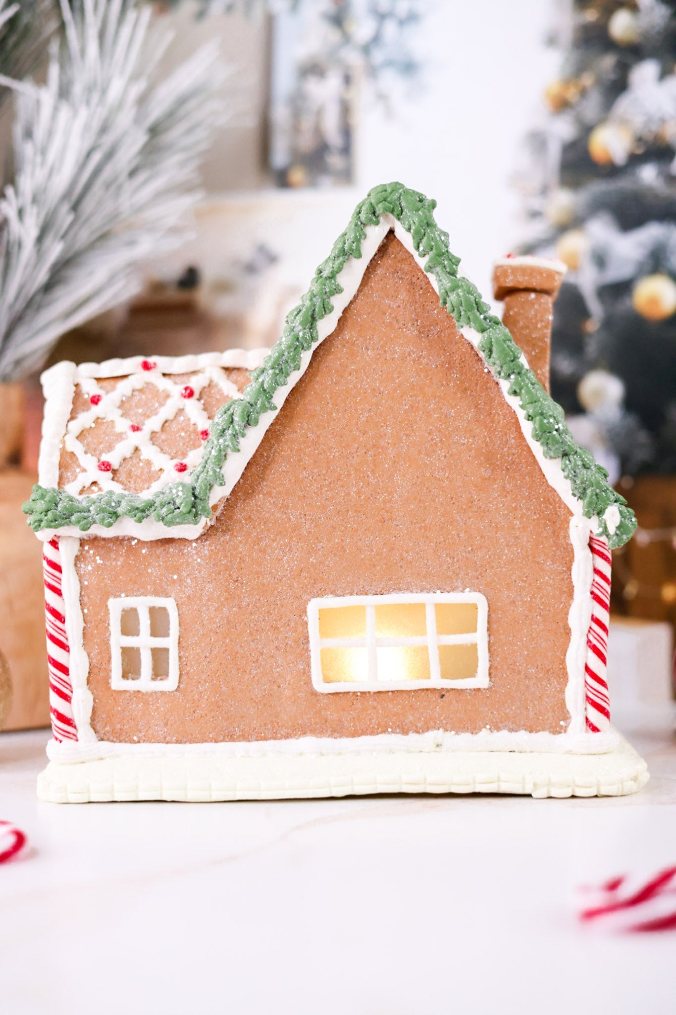 8.75" Light Up Gingerbread House - Whiskey Skies - RAZ IMPORTS
