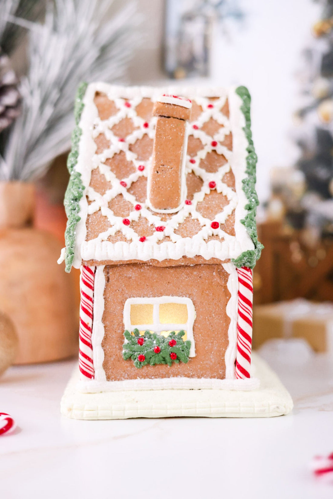 8.75" Light Up Gingerbread House - Whiskey Skies - RAZ IMPORTS
