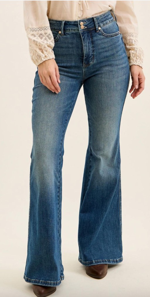 Judy Blue High Waist Tummy Control Flare Jeans W/ Shield Pockets