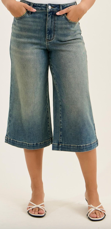 Judy Blue High Waist Culotte Jeans W/ Side Shaping Seams