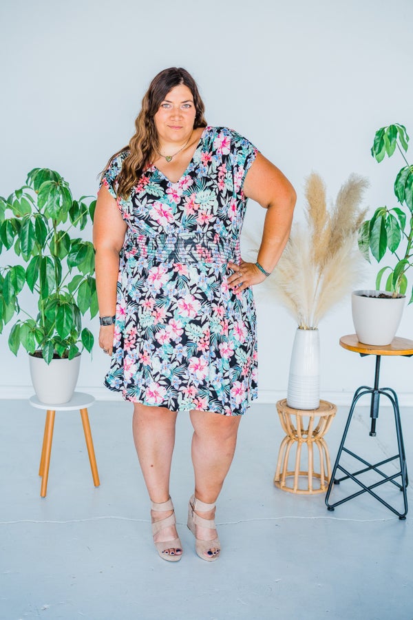 Black Floral Romper Dress