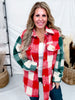 Red and Green Plaid Shacket with Chest Pocket