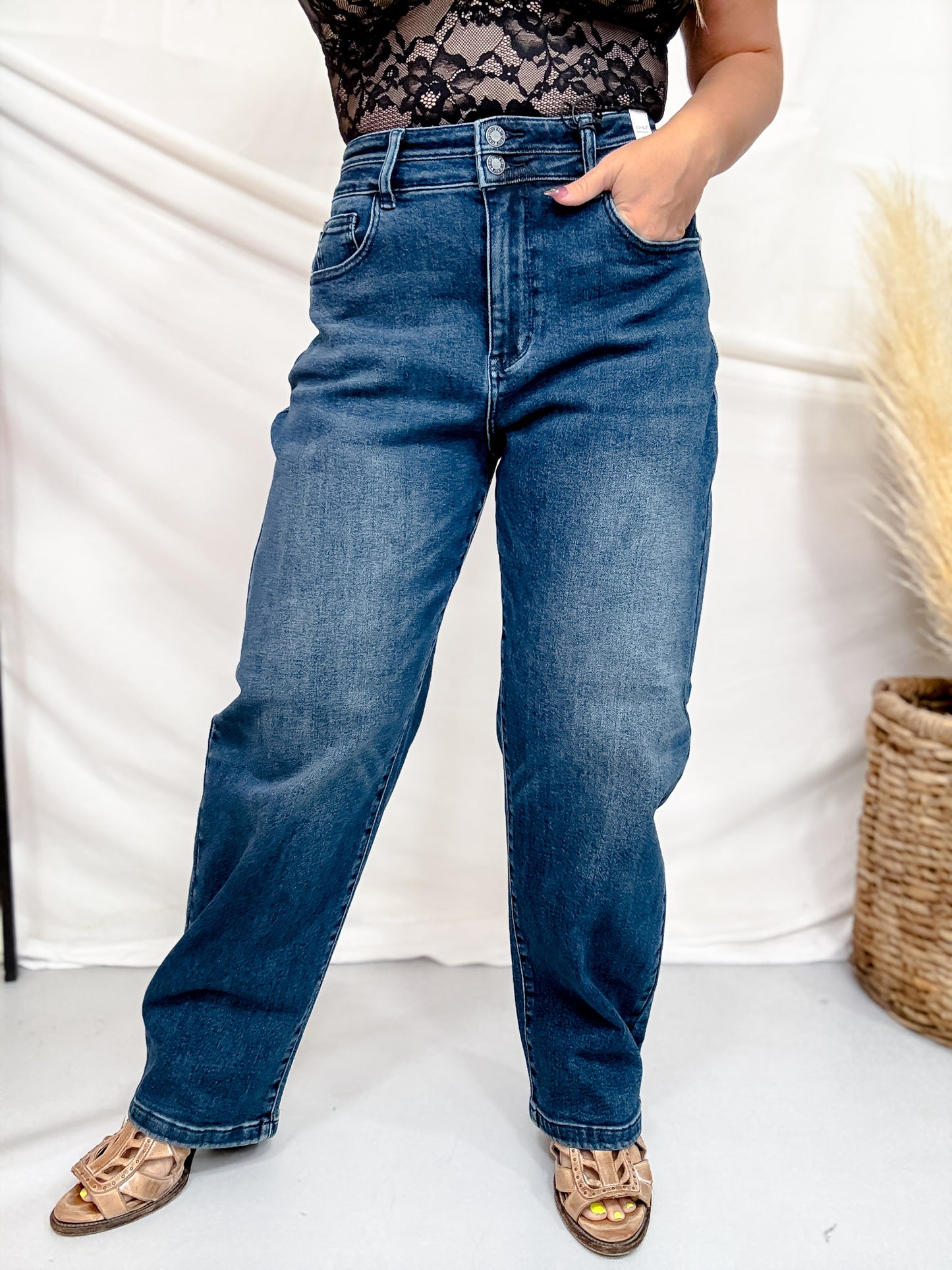 Judy Blue High Waist Arc Leg Jeans With Double Waistband